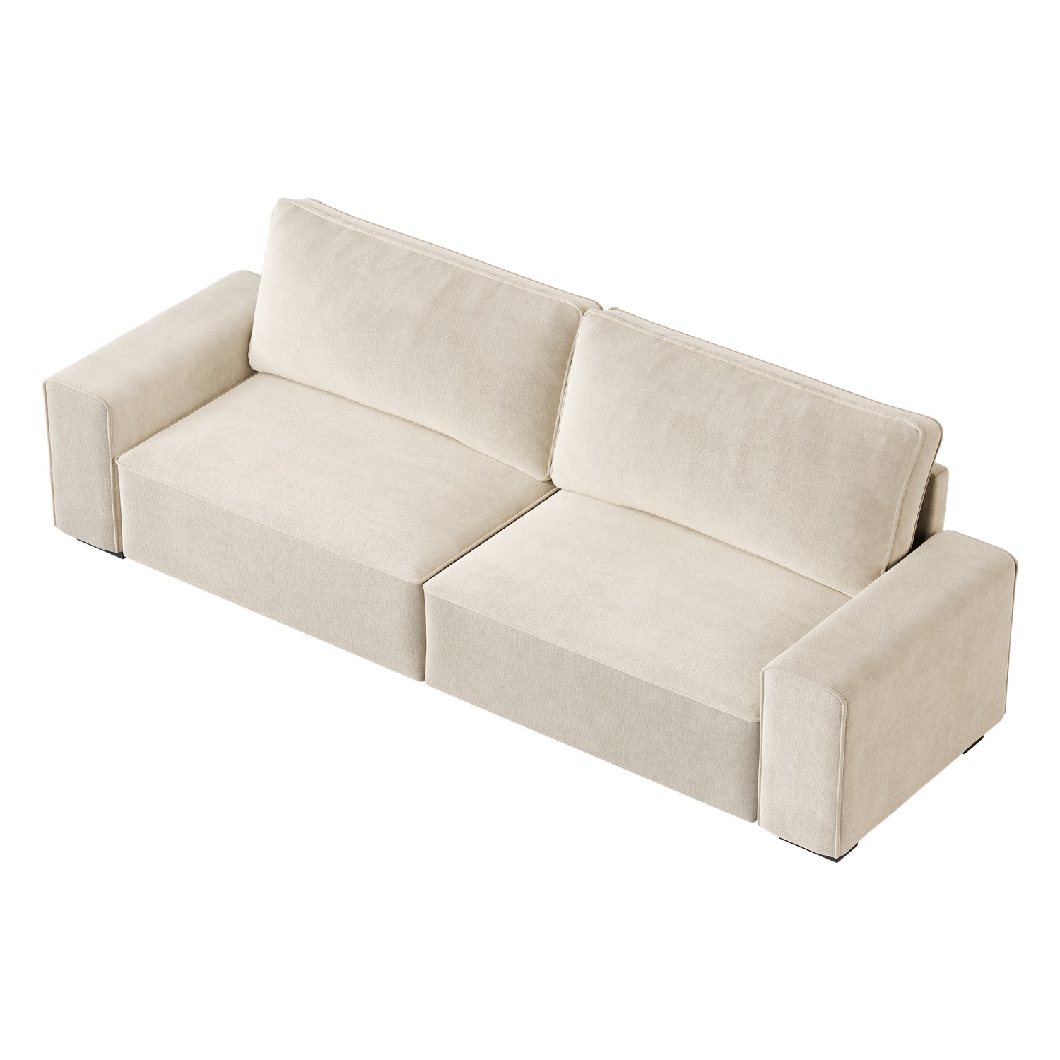 220cm Chenille Lazy Sofa Tofu Block Fabric Sofa Modern Simple Living Room Straight Row Sofa Room Decor