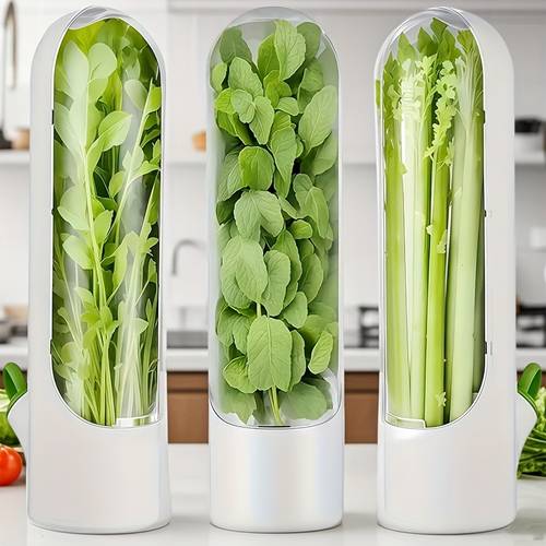 large capacity refrigerator vegetable crisper with lid pet material herb crisper suitable for mint and vegetables fresh for 2 3 weeks refrigerator and kitchen food storage and organization container