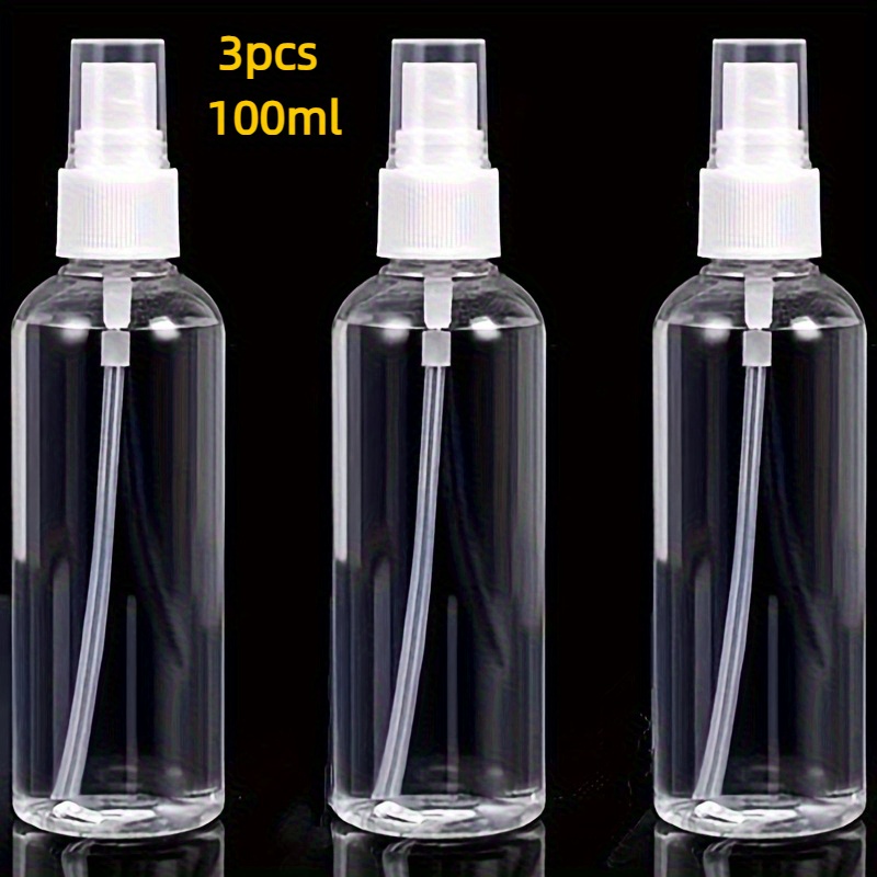 TEMU 3pcs Bouteilles de Pulvérisation en Plastique Rechargeables - 100ml/3.4oz Vaporisateur Transparent PET Étanche avec Capuchon Blanc à Visser,
