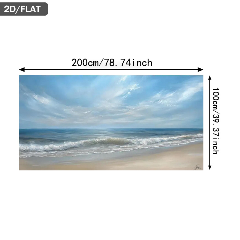 TEMU 1pc Extra Large Modern Coastal Ocean Waves Beach Painting - Turquoise Canvas Poster - Frameless Wall Decor For Living Room, Bedroom - Large