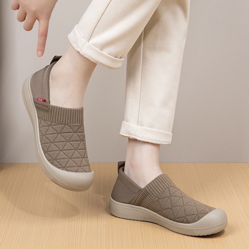 [sneakers] pambabaeng fashionable high-end   woven high   breathable soft sole flat   anti slip casual shoes
