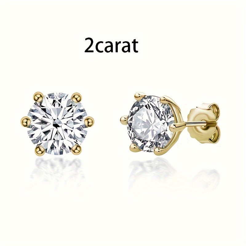 TEMU 0.5- Moissanite Stud Earrings, 925 Sterling Silver, High Quality Christmas Gifts, Total Weight Of The Product (1.39g)