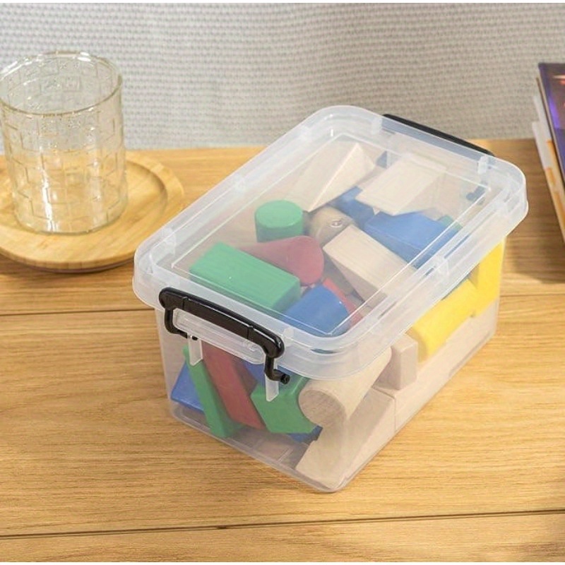 2pcs Lidded Plastic Storage Boxes, Stackable Organiser Baskets