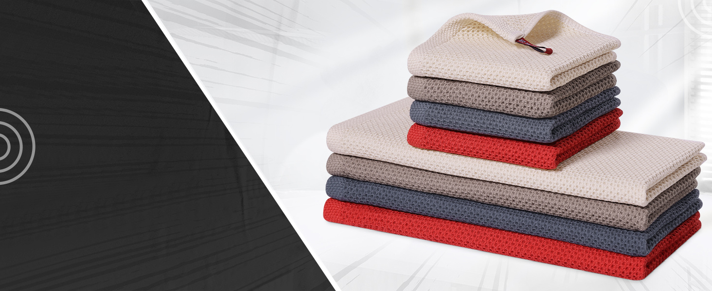 100% Cotton Dish Cloths for Washing Dishes, 8/10/12 Pack Soft Absorbent Kitchen Towels And Dishcloths Sets, Quick Drying Dish Rags 30.48X30.48 cm And 33.02 X 71.12 cm