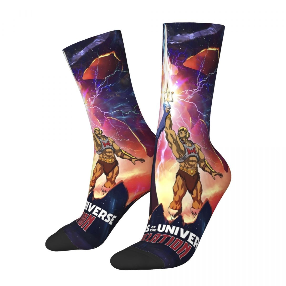 

1 Pair Unisex Novelty Crew Socks, Polyester & Spandex , Knit Fabric, Machine Washable, With Random Printed Design, For Men And Women