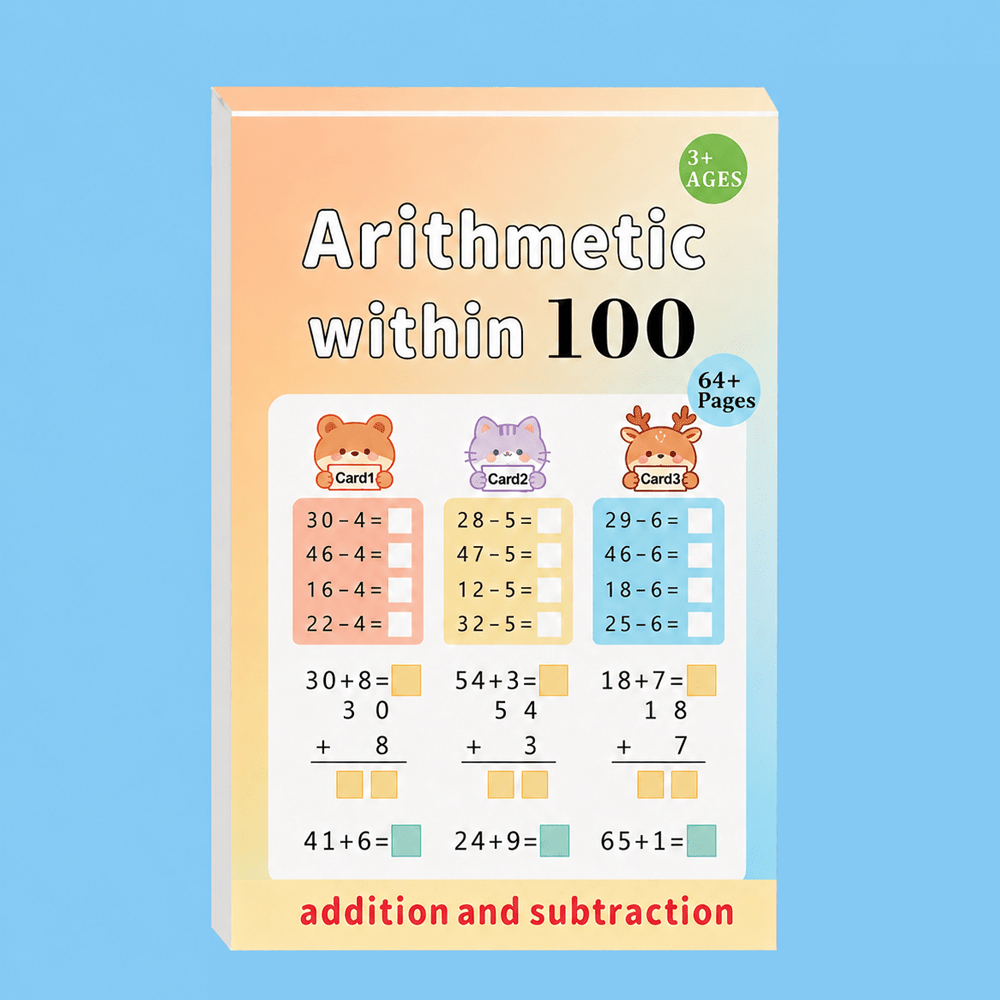 TEMU 100 Addition And Subtraction Workbook, 64 Pages Math Practice Book For Kids Ages 3+, Preschool Kindergarten Math Drills, Daily Math Training