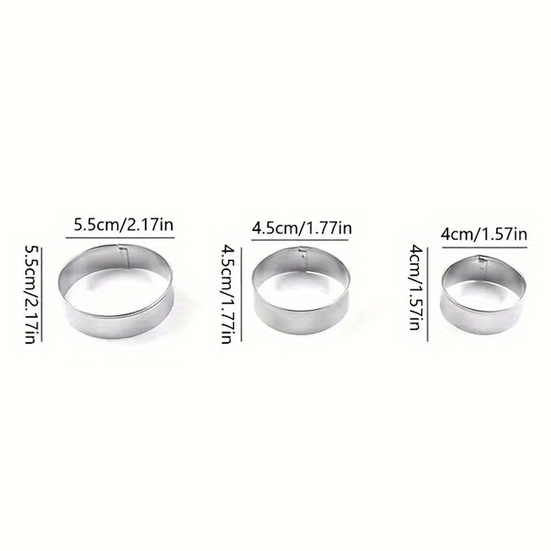 TEMU 3pcs Stainless Steel Round Cookie Molds, British Pancake Molds, Cookie Cutters, Suitable For Gifting, Birthday Parties, And Essential Bakeware