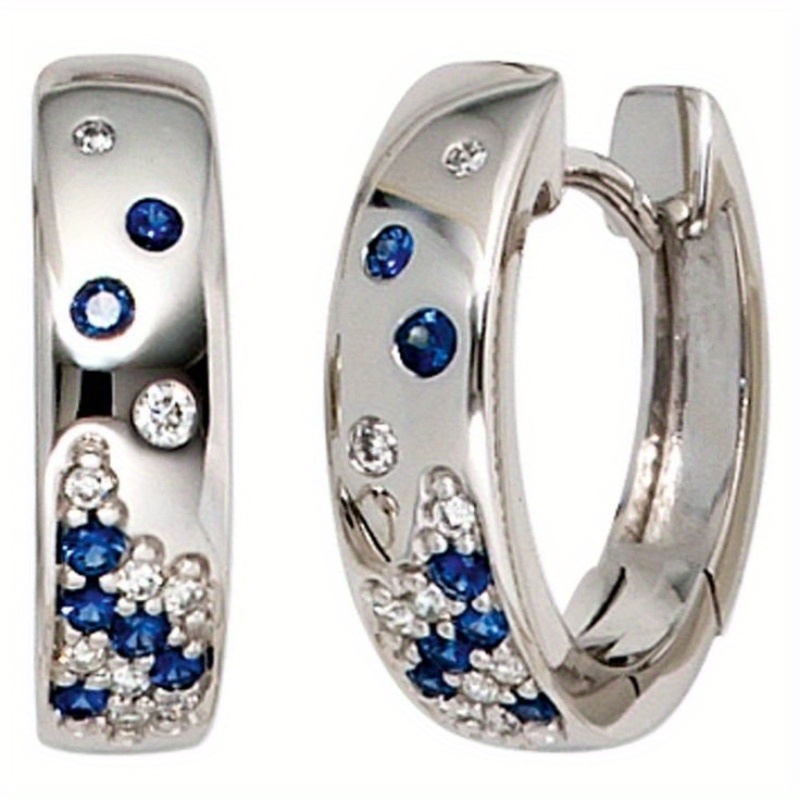 Women's Blue and White Synthetic Zirconia Ring Earrings