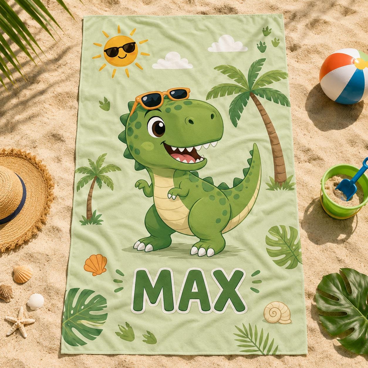 TEMU 1pc Personalized Dinosaur Beach Towel, Personalized Beach Towel, Print, Vacation Gift, Gift For And, Birthday Present