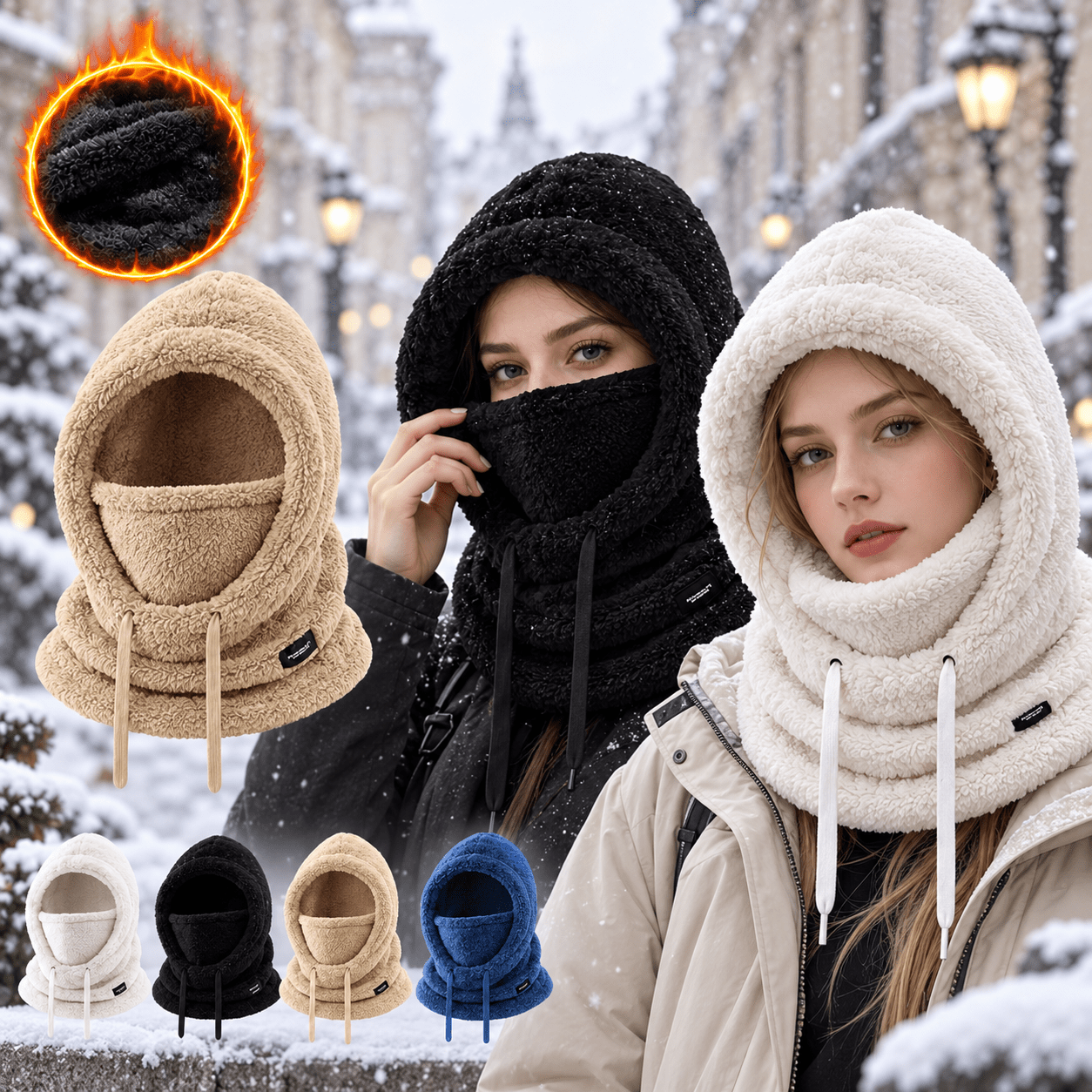 womens winter fleece lined cold proof headband hat warm winter fluffy beret hat elastic drawstring closure lightweight and warm solid color pullover style and elastic drawstring closure cozy cold weather accessory for outdoor activities