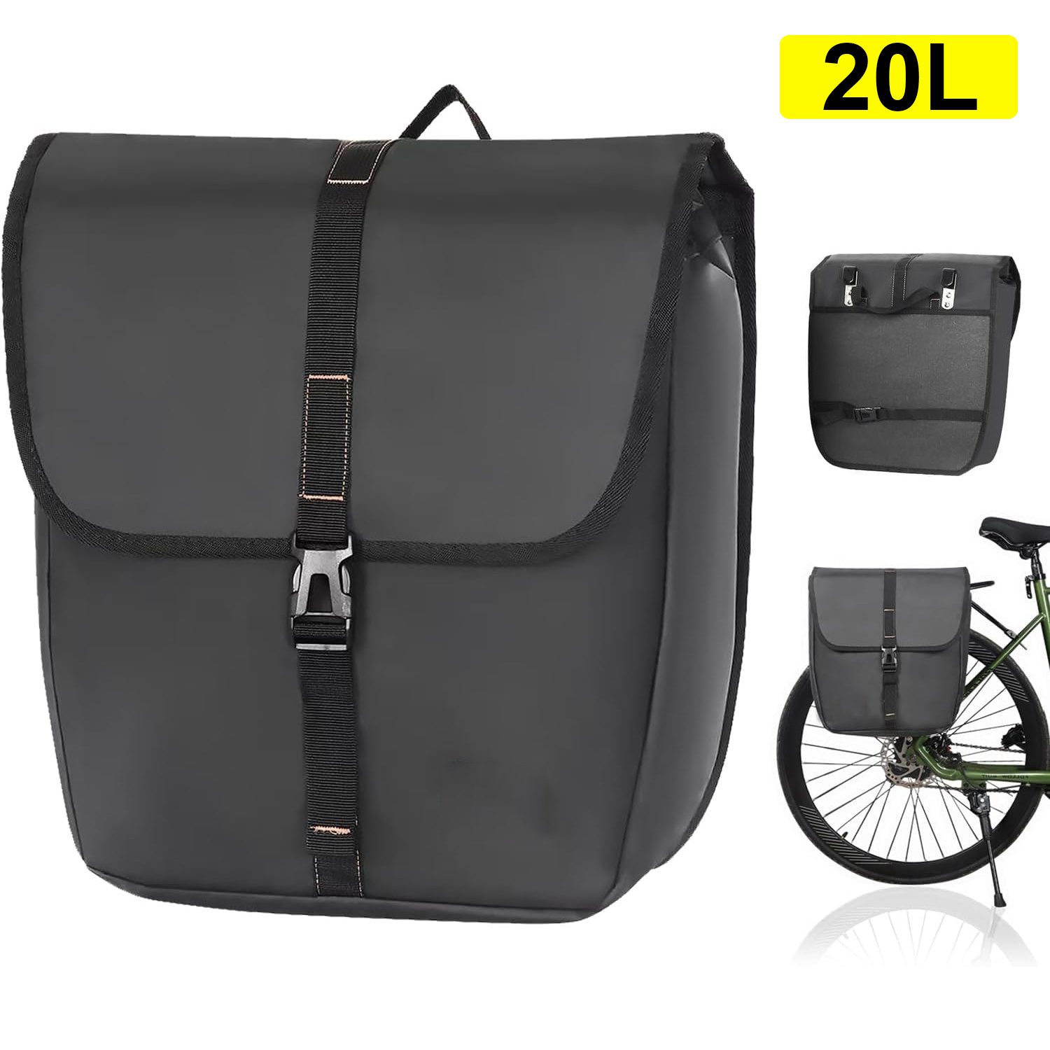 E-shop 20L Fahrrad Pannier-Tasche, Gepäckträger-Satteltasche Schultertaschen fürs Radfahren, Multifunktionale Fahrrad-Rucksacktasche, Fahrradzubehör,