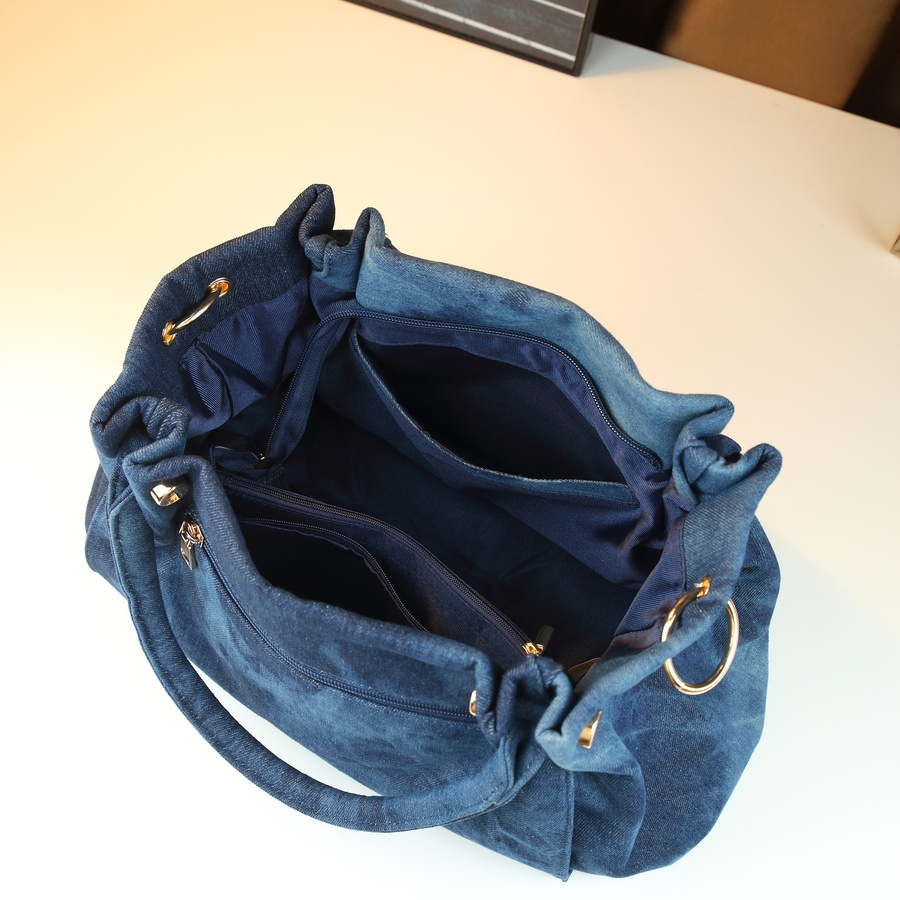 Denim Tote Bag carried on arm