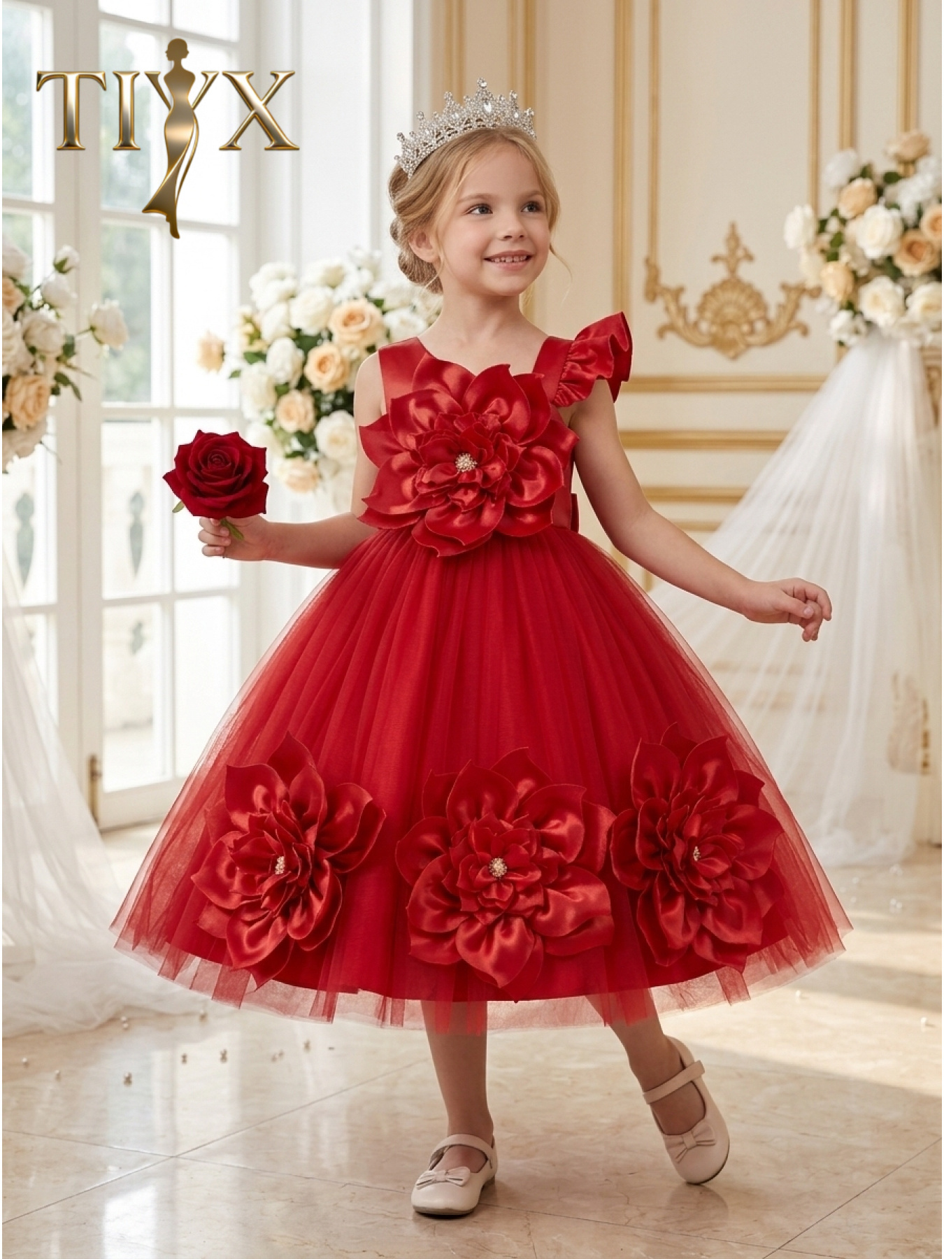 girls red party dress sold on Temu United States