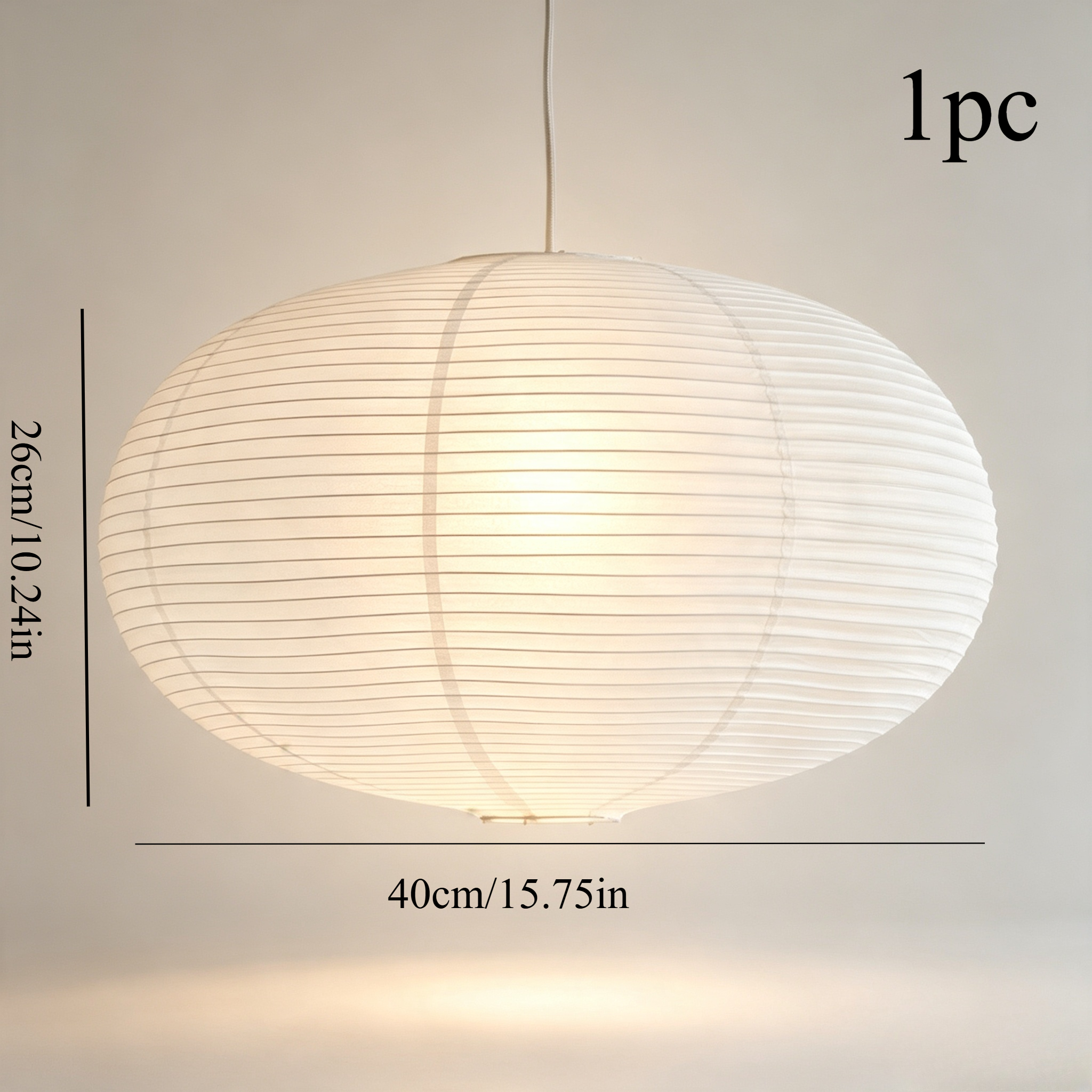 TEMU 1pc Japanese Retro Paper Chandelier Lampshade - Modern Spherical Ceiling Light With Oval Lantern Shade, Suitable For Bedroom, Restaurant, B&b
