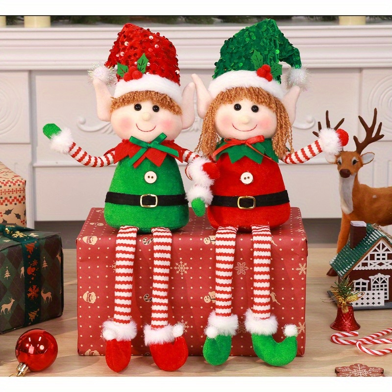 TEMU 2pcs Set Soft Christmas Dolls Long Legs Girl Rustic Farmhouse Thanksgiving Halloween Christmas Decorations Perfect For Holiday Kitchen Decor &