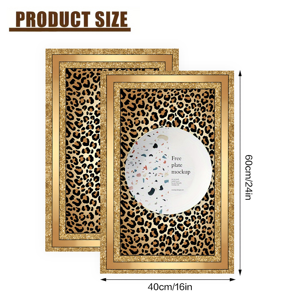 TEMU 2pcs, Leopard Print Towels With Golden Borders, Absorbent Kitchen Towels, Durable, For Summer Kitchen Decor And Cleaning, Suitable For Home,