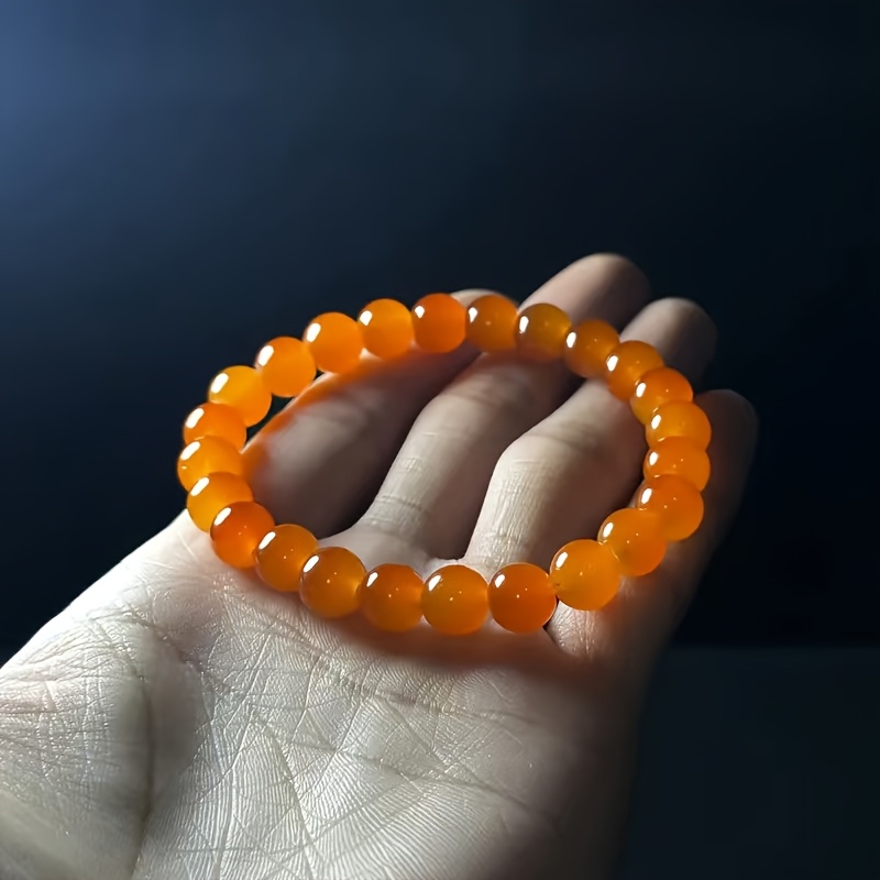 1pc Handmade Glass Orange-yellow Bracelet, Simple And Vibrant Color, Perfect For Casual Wear And Fidgeting