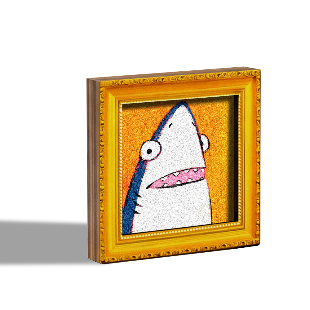 TEMU 1 ud. Imán de nevera de tiburón de dibujos animados, mini pintura decorativa de madera, tiburón divertido de , encías rosadas, naranja, pegatina