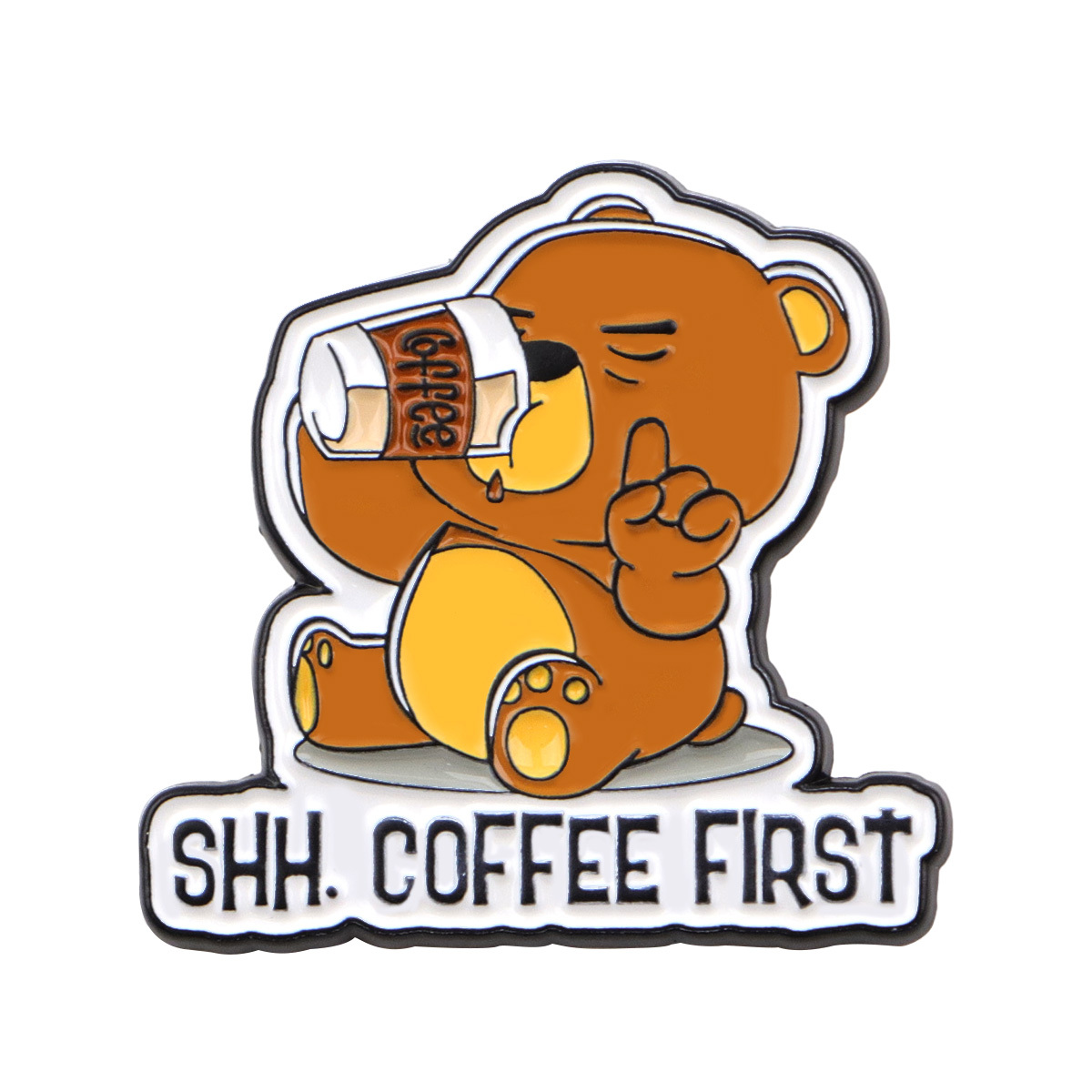 1pc Cute Cartoon Bear Enamel Pin Brooch - "shh. " Design, Alloy & Silicone, Perfect For Clothing, Bags, And , Ideal Gift For , Cute Enamel Pin, Design