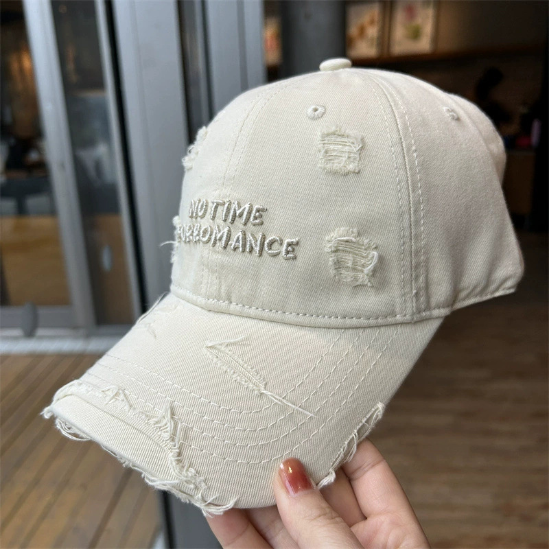 TEMU 1pc Vintage Washed Baseball Cap For Men Women, Ripped Design Sun Hat, Lightweight, Comfortable Adjustable Trucker Hat, Versatile Dad Hat,