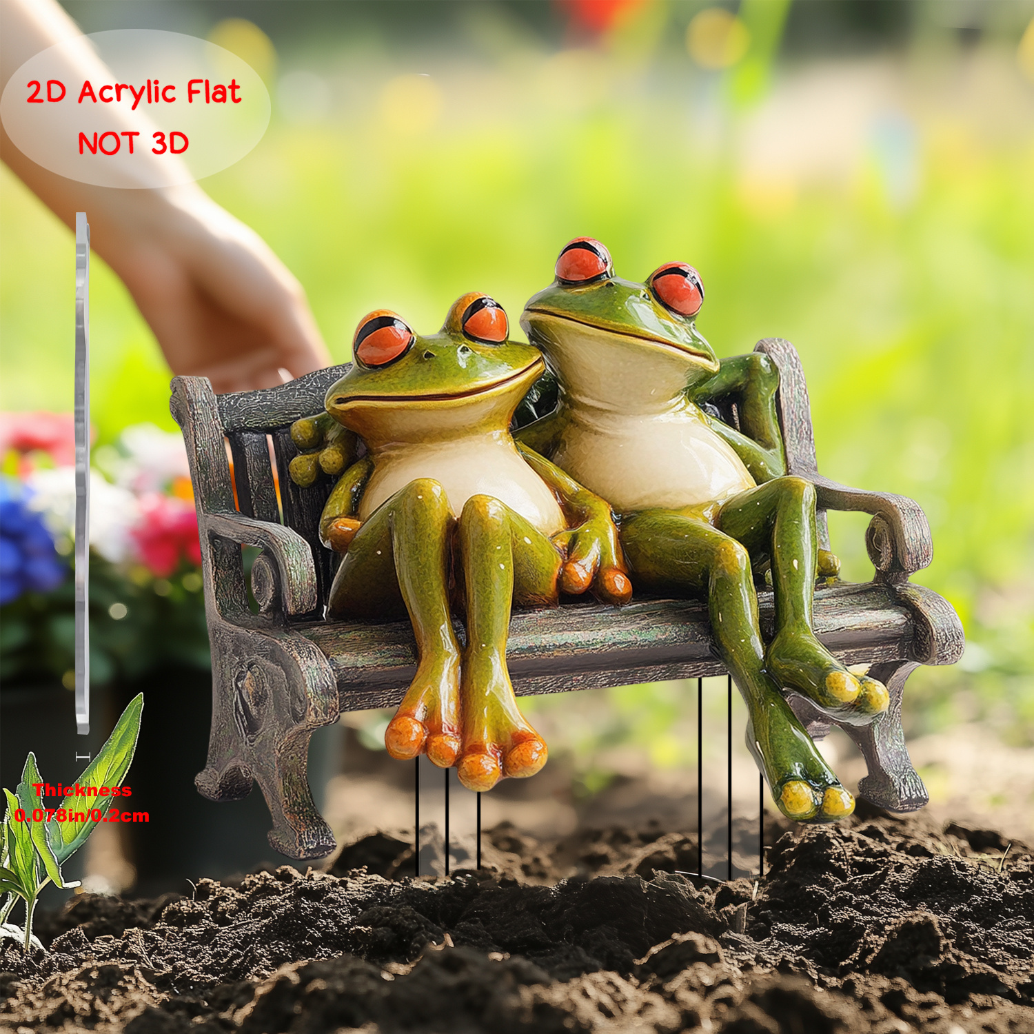 E-shop 2D Flat - Eine 2D--Gartendekoration im Retro-Stil aus Acryl, entworfen für Bänke, die einen realistischen Touch zu Gärten und Rasenflächen