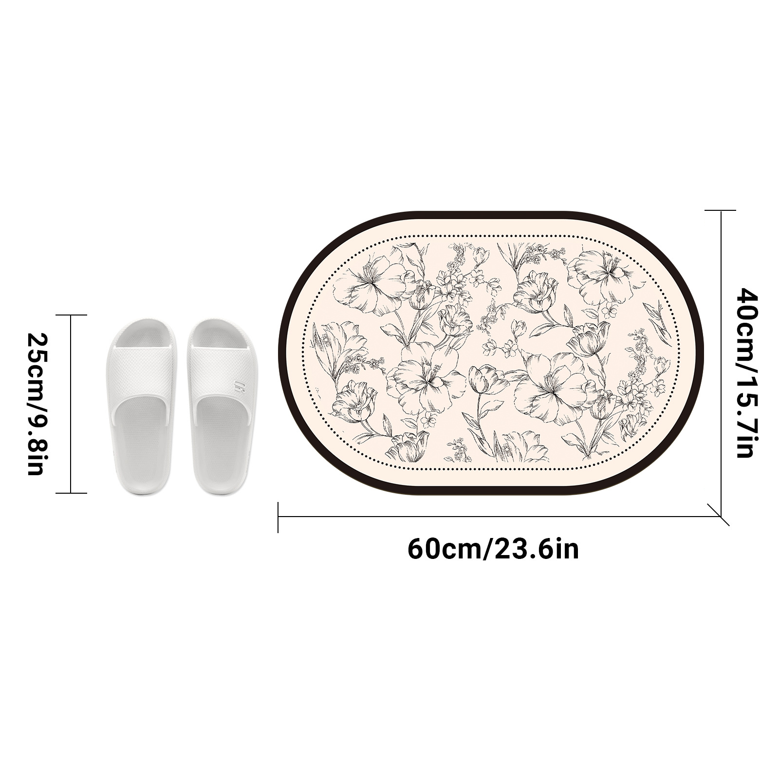 TEMU 1pc Super Absorbent Quick Drying Soft Bathroom Mat, Rubber Bottom Anti-slip Mat, Bathroom Room Decorative Floor Mat, Door Mat, Easy And Easy To