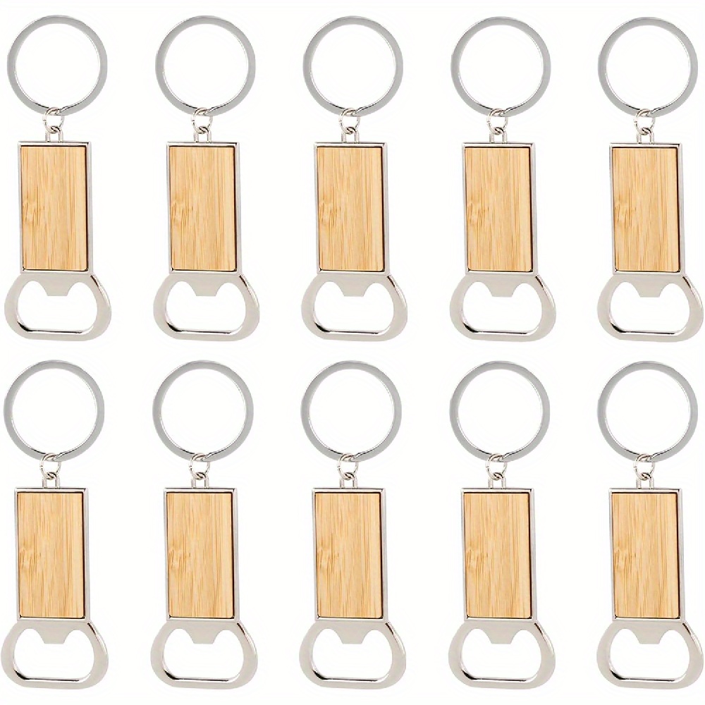 TEMU 1 Set Of 10pcs Blank Wooden Keychains, Designed As Bottle Openers, Perfect For Carving And Handmade