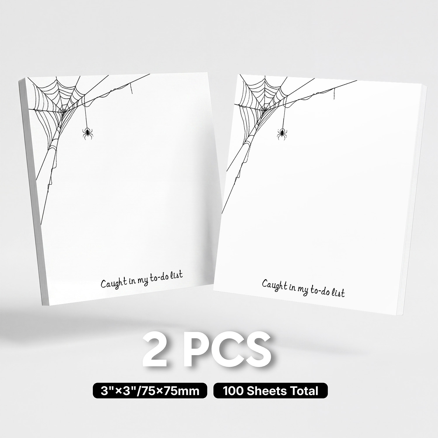 TEMU 2pcs Web Sticky Notes Set, Funny To Do List Self-adhesive Memo Pads, 100 Sheets Total, Black And White Minimalist Notepads, Removable Adhesive