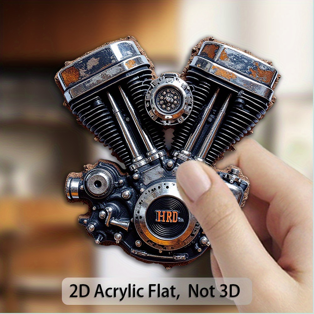 TEMU Aimant de réfrigérateur moteur de pièce - réaliste de piston et de cylindre de moto, à cylindre en V, de pièce de moto en acrylique durable,