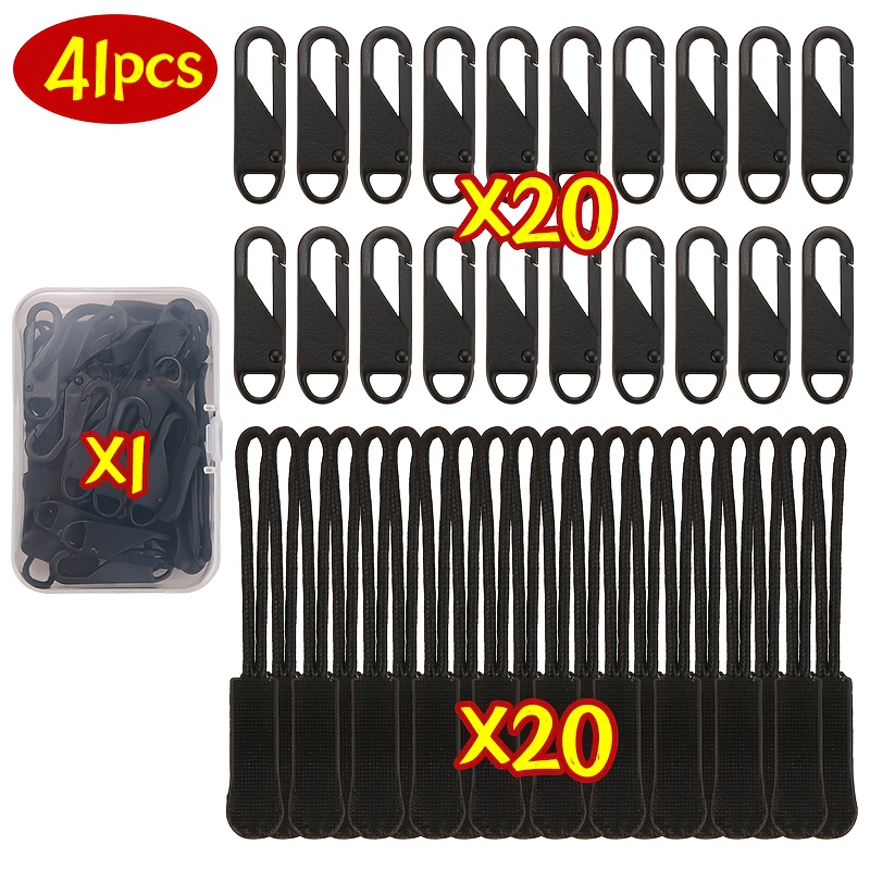 Image of 41 Black Double-sided Zipper Head Replacement Additions, With Detachable Sliders And Extension Cords, Suitable For Luggage, Backpacks, Coats, Clothing, Handbags, Sewing Enthusiasts, And Home Use