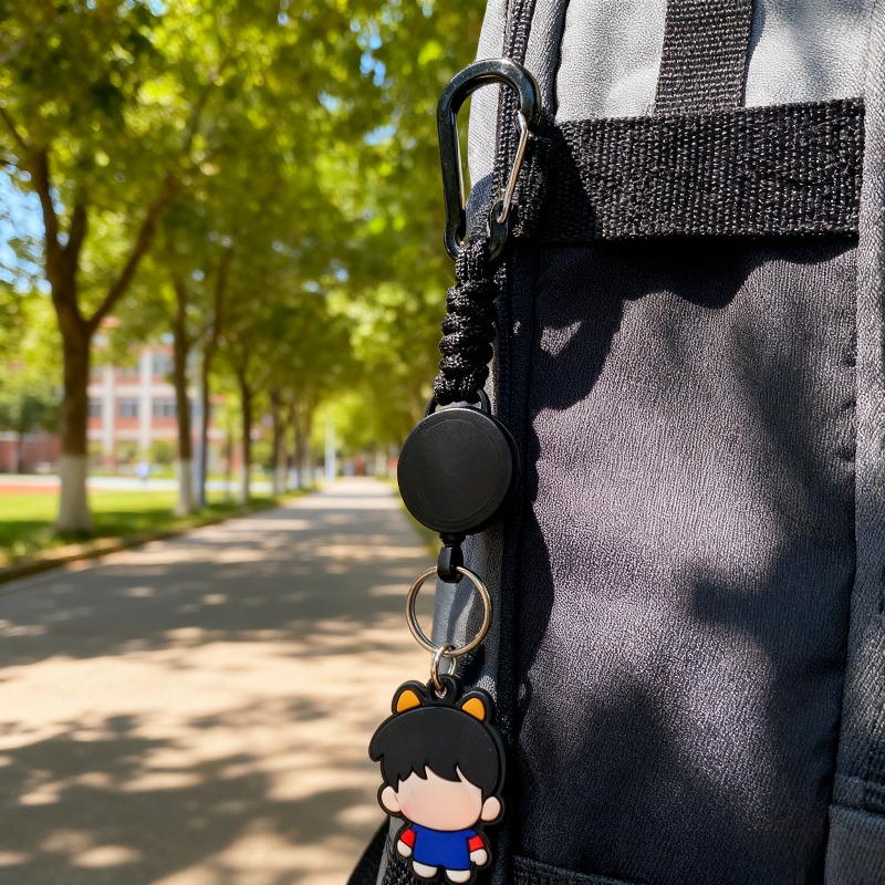 Image of 2d 1pc With 60cm Cable And Clip - Outdoor Cycling And Hiking Durable Id Clip, Black, Compact And Portable Design Suitable As Thanksgiving/christmas/father's Day Gift, Hiking