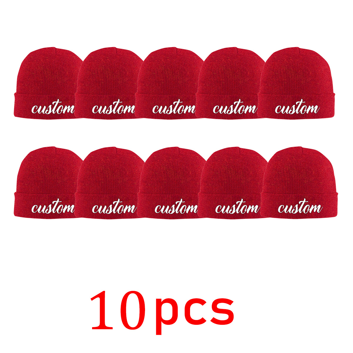 

5/10/15pcs Custom Red Knit Hats - 's Day Gift, Custom Heart Embroidered Knit Beanies For Everyone