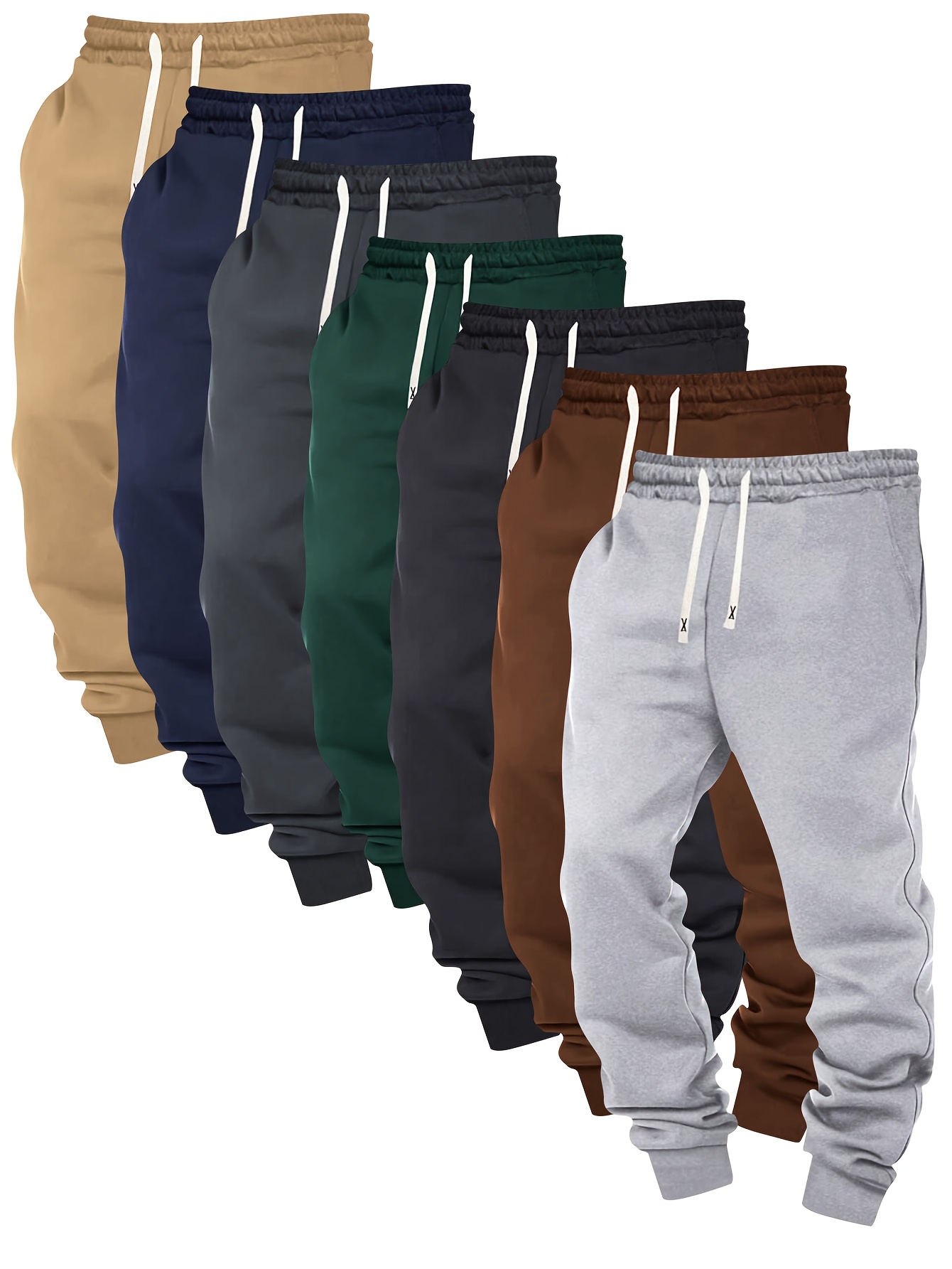 7 pantalones jogger casuales de color   para hombre, 1   enviada  , pantalones deportivos básicos de corte regular para   y otoño, adecuados para deportes  , correr y jogging