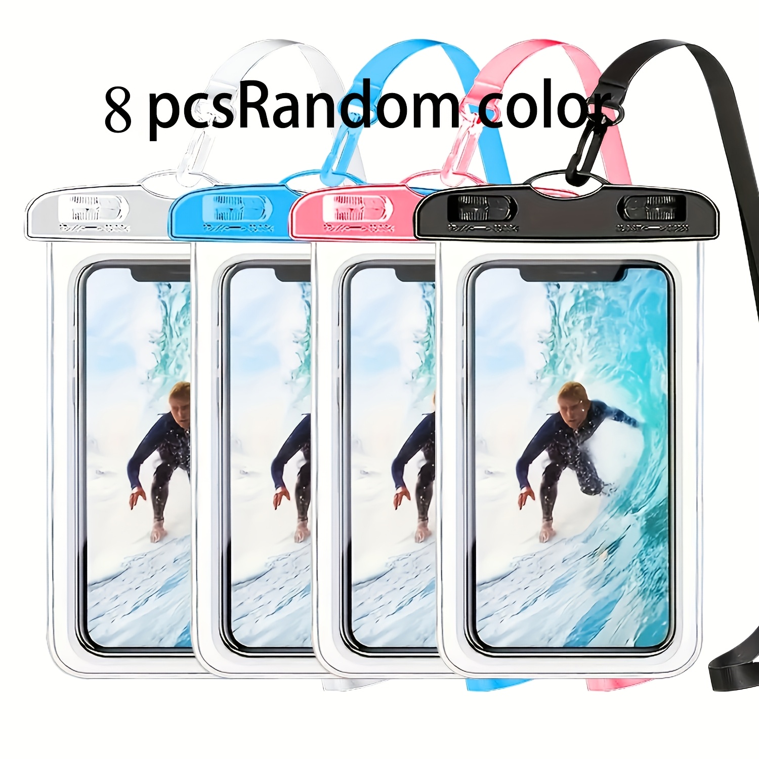TEMU 8pcs Set Of Thickened Pool-specific Phone Cases, Equipped With A Transparent Touchscreen Protector, Lanyard, And High-capacity Design, Suitable