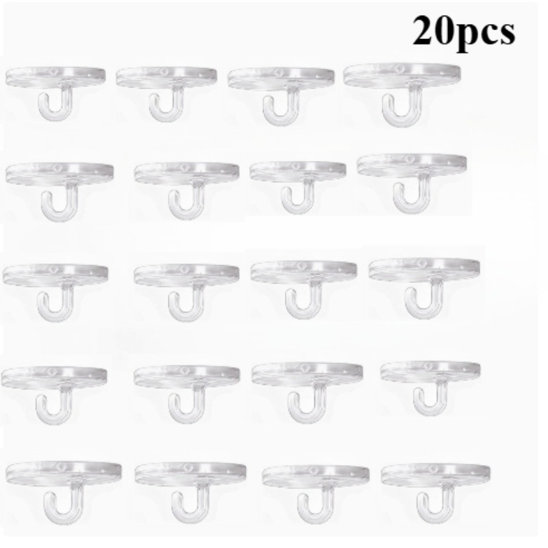TEMU 20pcs crochets de plafond invisibles, transparents et auto-adhésifs, perçage et poinçonnage, crochets adhésifs puissants, mini crochets à colle,
