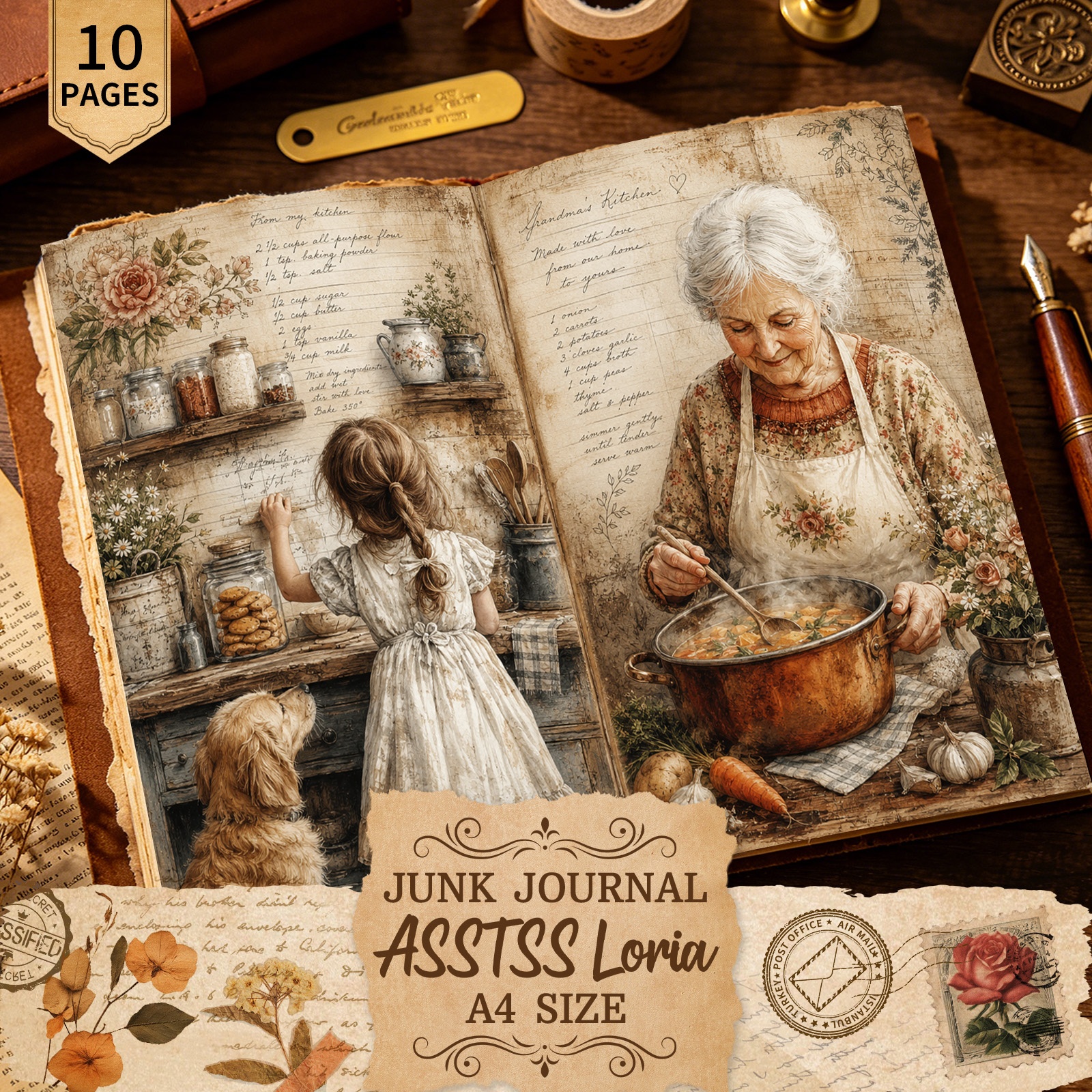TEMU ASSTSSLORIA 10 feuilles A4 Papier décoratif de , Journal de artisanal et papier d'artisanat décoratif, Fournitures de scrapbooking, Kit de
