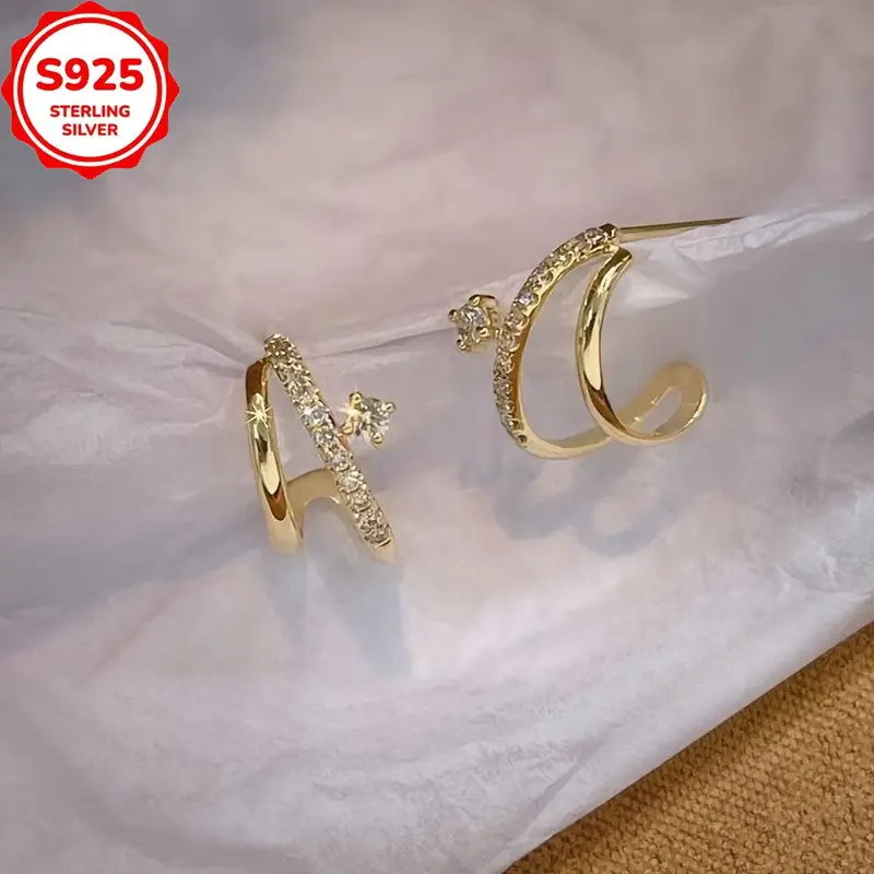 925 sterling silver luxurious and elegant double claw synthetic zirconia earrings are the for birthday gifts commemorative gifts and gift Product details 4