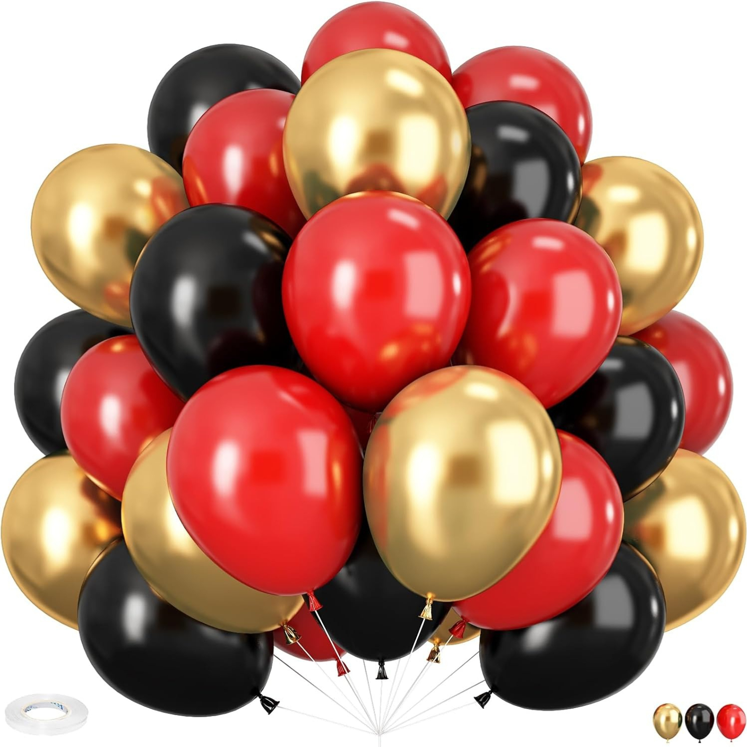 32pcs Red Black And Golden Balloons, 12 Inch Red And Black Golden Balloons Theme Party Decoration For Graduation Birthday Party Decorations, For Halloween, Christmas