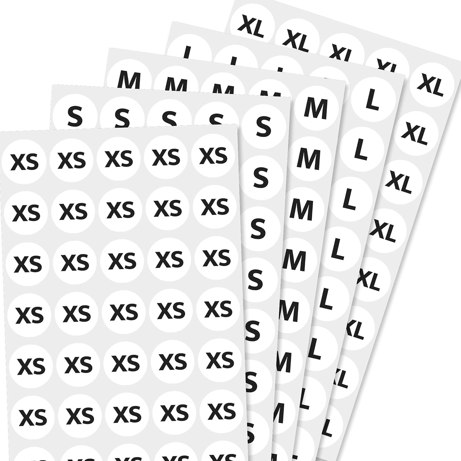 TEMU 350 Étiquettes Autocollantes Rondes pour Tailles de Vêtements, XS-XL 3/4 de Pouce - Étiquettes de Taille pour Vêtements, Adaptées pour la Vente