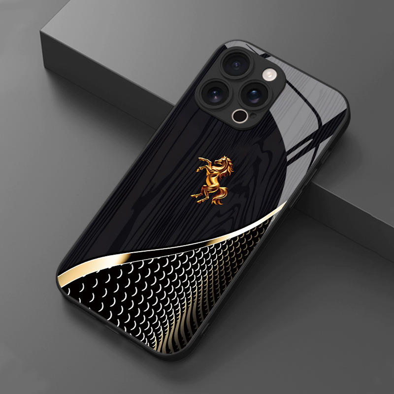 E-shop Handyhülle - . Goldener Reiter Dark Muster Gehärtetes Glas Handyhülle für iPhone