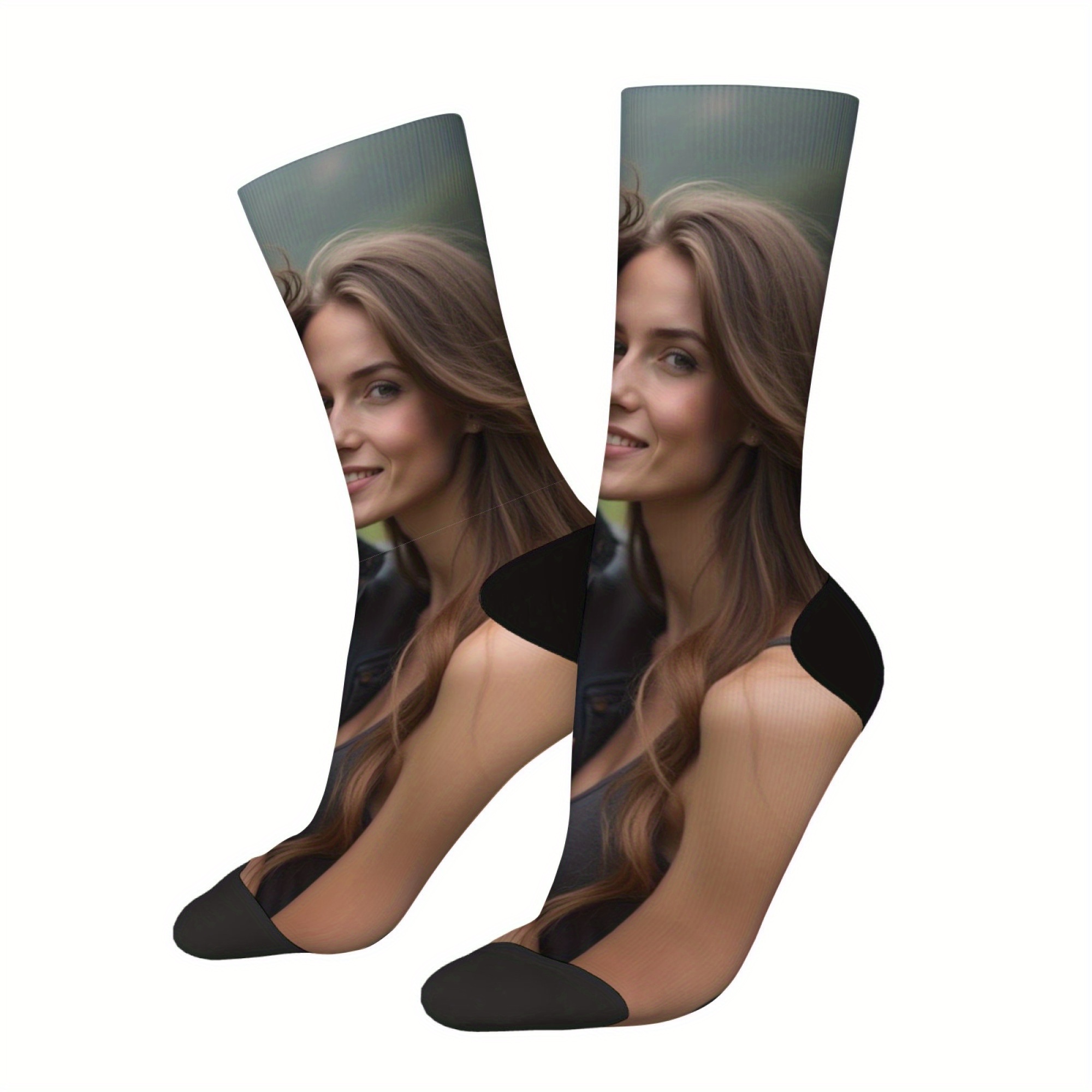 Custom Face Socks, Personalized Funny Gift Socks With Photo Customized, Novelty Trendy Crew Party Present Socks For Men Women