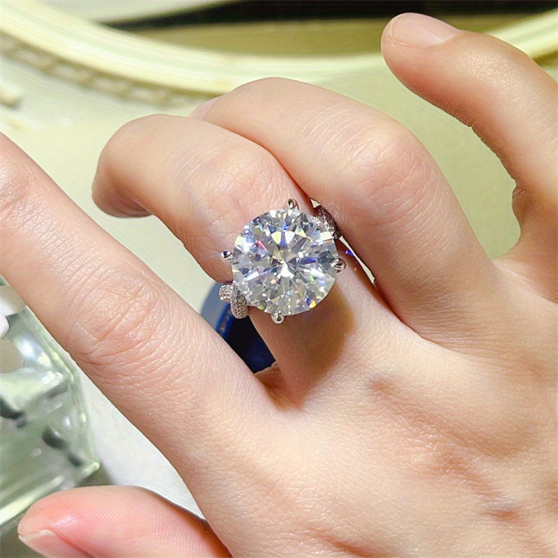 Women's 10 Carat Moissanite Ring, Large Engagement Band