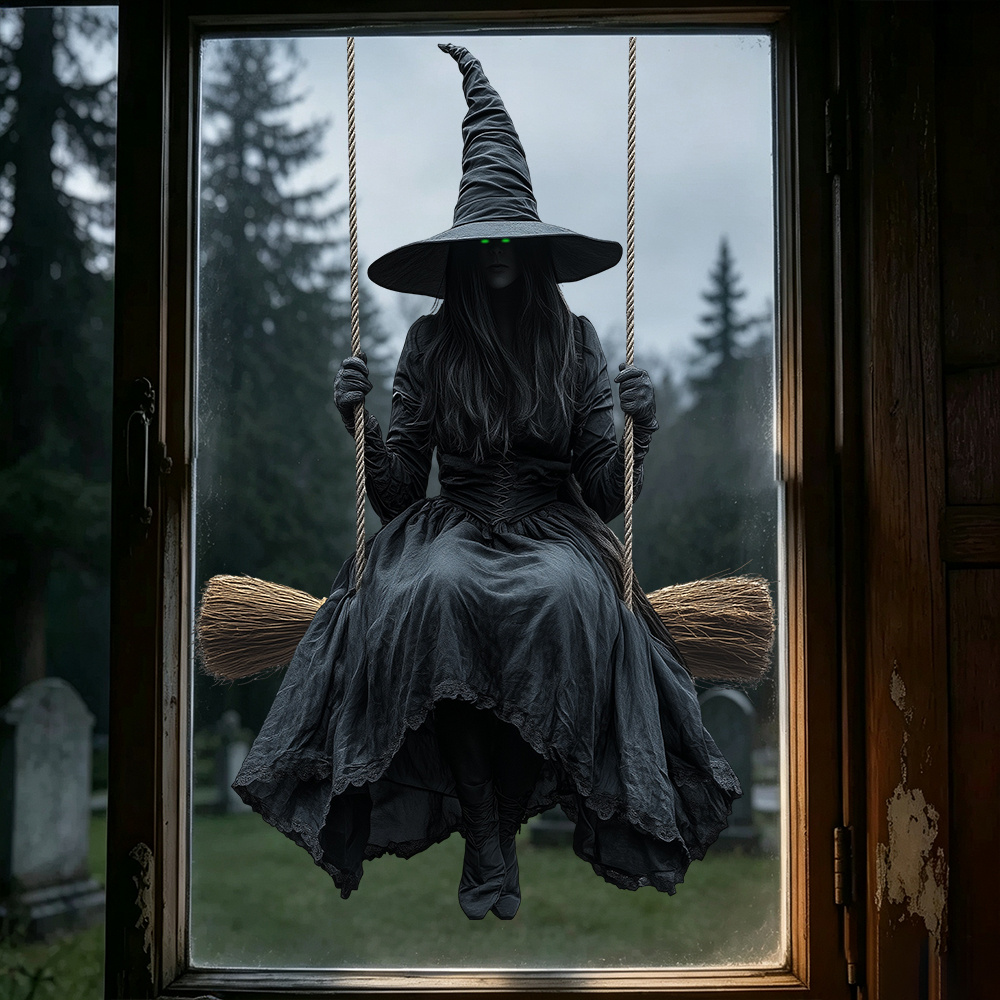 TEMU 2d Flat - 2d Flat - 1pc Halloween-themed Window Sticker, Suitable For Bathroom, Bedroom, Living Room Windows And Glass Doors, Pvc Static Cling