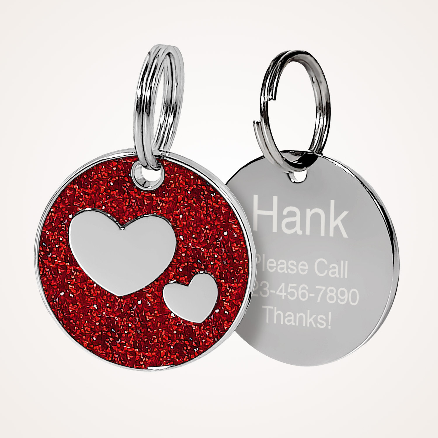 TEMU Custom Single-sided Tag, Glitter Id Tag, Laser Engraved Name & Phone Number Collar Charm For Dogs Cats, 8 Vibrant Colors , 1pc