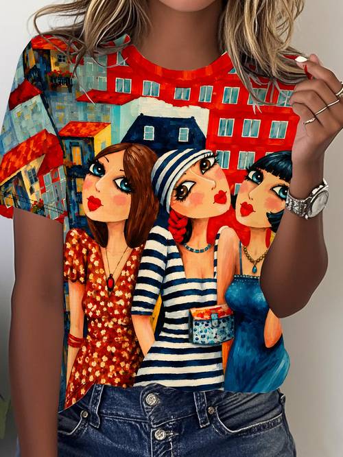 item picture stylish womens summer short sleeve t shirt personalized full print digital graphic printed tee