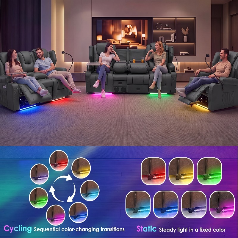 Power Recliner Sofa up to 4 Seat with Dual Consoles, 7 Color LED... product image 9