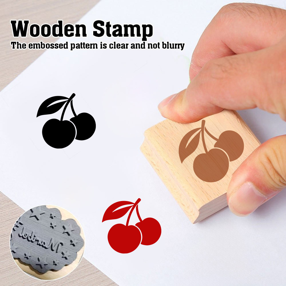 Cherry Wood Rubber Stamp for Journals and Cards