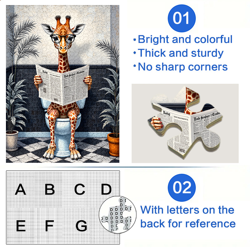 Newspaper-Reading Giraffe 1000pcs Jigsaw Puzzle