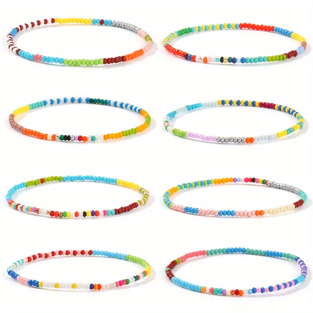 TEMU Set Of Colorful Beaded Bracelets In Bohemian Style For Women, Perfect For Casual Vacation Outfits And Stacking Gifts
