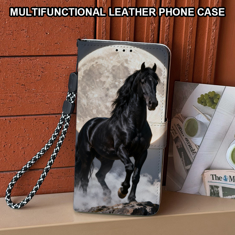 TEMU Phone Case - Wallet Phone Case Flip Foldable With Card Slot, Magnetic Closure And Detachable Lanyard, And Pattern Protective Cover, Compatible